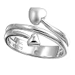 Sterling Silver Ring - 5mm Band Width - 17mm Face Height - Clear CZ - Rhodium Plated / Satin - Sizes: 5-9