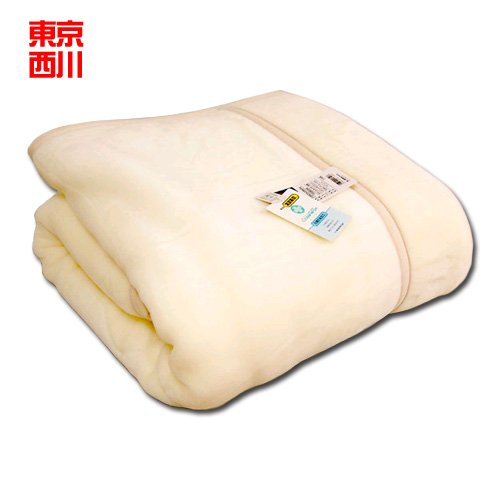 西川 国産 【 ホワイト毛布 】 衿付き 2枚合わせ アクリル マイヤー 毛布 SEK 抗菌 防臭 加工 シングル 140×200cm ホワイト