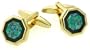 Stunning octagonal cufflinks with onyx and opal with presentation case