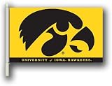 Iowa Hawkeyes - Car Flag W/Wall Brackett Set of 2