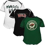 NHL Reebok Minnesota Wild Newborn White-Black-Green 3-Pack Creeper Set (0-3 Months)