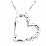 10k White, Yellow or Rose Gold Heart Diamond Pendant (0.01 cttw, I-J Color, I2-I2-I3 Clarity), 18