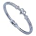 YAZILIND Jewelry Cute Silver Plated Key Heart Carve Full Crystal Charming Bangle Bracelet Women 2.2