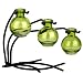Retro Decor Colorful Glass Floral, Bud or Rooting 3 Vase Set with Stand - G108 Green Vase ~ Use as Flower, Bud, Plant Starter Vase. Colorful Gift Box Included