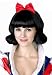 Ladies Snow White Fancy Dress Black Bob Wig with Red Bow