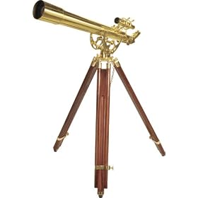 Barska Anchormaster 28x60m Brass Refractor Telescope Telescope w/ Mahogany Floor Tripod