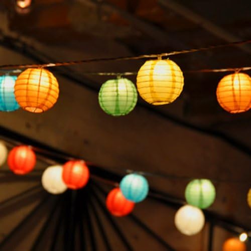 Lumabase 76201 10 Count Electric String Lights with Nylon Lanterns, 3", Orange