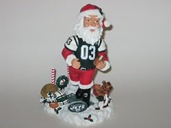 NEW YORK JETS Hand Crafted Team Logo Collectible Christmas SANTA BOBBLE HEAD DOLL