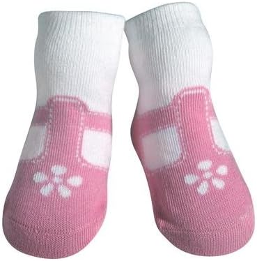 JazzyToes Baby Socks T-Strap Mary Jane Pink - Girls, 0-12 Months