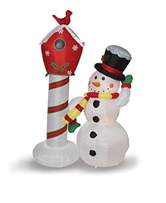 5 Ft Airblown Inflatable Lighted Snowman with Bird House