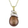 10K Yellow Gold 6-7mm Cultured FW Chocolate Pearl and Diamond Pendant