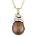 10K Yellow Gold 6-7mm Cultured FW Chocolate Pearl and Diamond Pendant