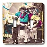 Scenes from the Past Vintage Postcards - Vintage Little Girls German Hand Colored Postcard - Light Switch Covers - double toggle switch