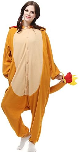 Unisex Adult Pokemon Charmander Kigurumi Cosplay Costume Sleepwear Polar Fleece M/L