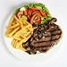 Wallmonkeys Peel and Stick Wall Decals - Ribeye Steak Dinner from above - Removable Graphic