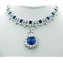 Platinum Natural Sapphire and Diamond Necklace with Pendant