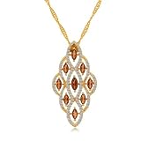 14 Karat Yellow Gold Formal Pendant W Garnet and Diamonds