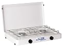 LaPlaya 915148 Outdoorproducts  Traveller 2 Flammen Gaskocher 2 mit Deckel, weiss, 49 x 33,5 x 7,8 cm