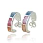 Sterling Silver Multi-Colored Mother of Pearl Shell Hoop Earrings