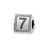 Triangle Block, Number 7 Charm in Sterling Silver for Pandora, Kera and other 3mm Bracelets