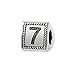 Triangle Block, Number 7 Charm in Sterling Silver for Pandora, Kera and other 3mm Bracelets
