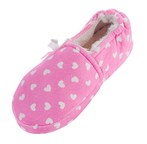 LA PLAGE Girl's Cute Soft Cotton Slippers with Loving Heart