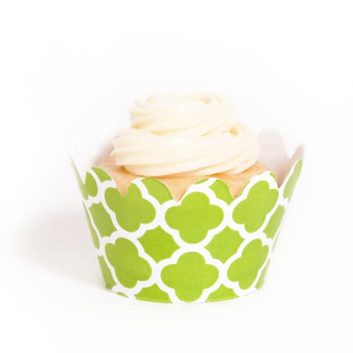 Dress My Cupcake Mini Kiwi Green Spanish Tile Cupcake Wrappers, Set of 18
