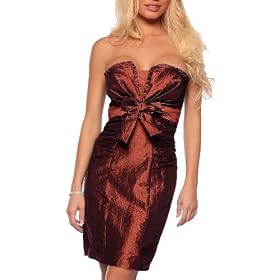Sexy Bustier Metalic Strapless Evening Cocktail Prom Party Mini Dress With Bow