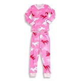 Sara's Prints - Girls Long Sleeve Horses Pajamas, Pink