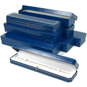 6 Bracelet Watch Boxes Blue Leather Lock Gift Display