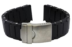 Replacement Black Polyurethane Link Bracelet Band for Luminox 3050, 3080, 8800, and 3950 Series Watches