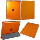 KHOMO DUAL CASE: Orange Smart Cover FRONT + Orange Crystal Back Protector for Apple iPad 2 new iPad 3 (The new iPad HD)