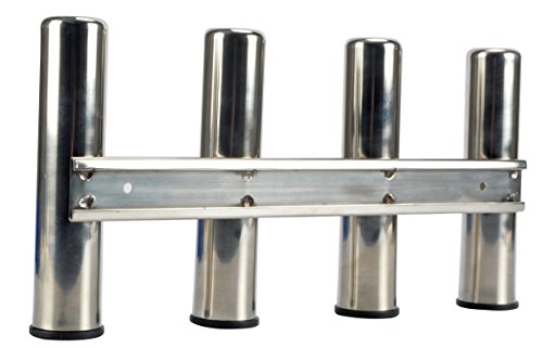 4 Fishing Rod Rack, Mirror Finish Stainless Steel 316, Stainless 4 Rod Rack
