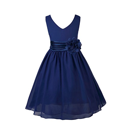 FEESHOW Girls Kids Flower Chiffon Bridesmaid Wedding Pageant Dance Party Dress