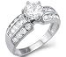 Solid 14k White Gold Round Baguette CZ Cubic Zirconia Engagement Ring 2.5 ct
