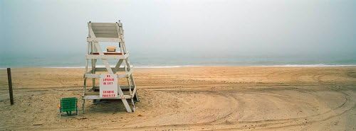Walls 360 Peel & Stick Wall Mural: Lifeguard Chair on The Beach, Montauk (36 in x 12 in)