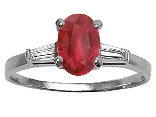 1.18 cts Genuine Ruby and Diamond Engagement Ring 14kt White or Yellow Gold