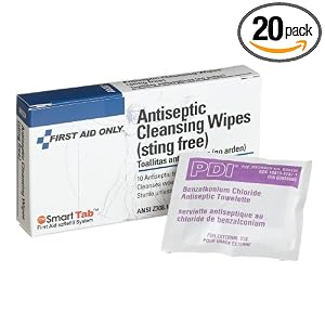 First Aid Only Antiseptic Cleansing Wipe (sting Free), 10-Count Boxes (Pack of 20) by First Aid Only