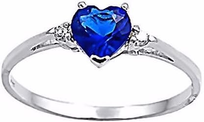 Jacinda: 0.81ct Created Blue Sapphire & Russian IOF CZ Promise Friendship Ring, 3144 sz 5.0, 925 Silver