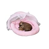 Dog Bed Puppy Bassinet Pink Plush Eyelet Trimmed
