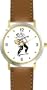 Singer with Guitar Imitating A Famous Rock & Roll Star (Cartoon) - WATCHBUDDY� DELUXE TWO-TONE THEME WATCH - Arabic Numbers - Brown Leather Strap-Size-Children's Size-Small ( Boy's Size & Girl's Size )