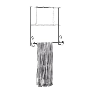 Metal Wall Display with 10 Hooks and Towel Bar