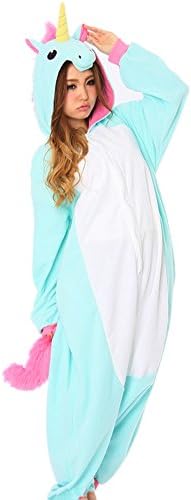 CTHEE Unisex Adult Sleeping Wear Kigurumi Animal Cartoon Sleepwear Combinaison Pyjama Outfit Costume Unicorn Blue S