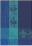Waffle Weave 100% Cotton Fleur-de-Lis Dishtowel, Navy 18 X 28 Set / 6