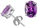 2.00 cts Genuine Oval Amethyst Earring Studs - 14kt White or Yellow Gold