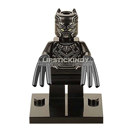 LipstickIndy® 1PIECE 2016 Brand New Black Panther Minifigure Superhero Action Figure with weapons