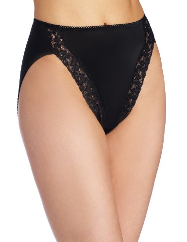 Wacoal women s bodysuede lace hi-cut panty brief panty, black, 7