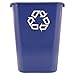 Rubbermaid 295773BE Large Deskside Recycle Container w/Symbol, Rectangular, Plastic, 41.25qt, Blue