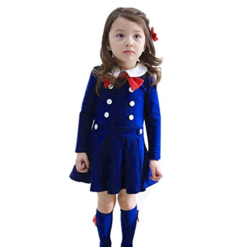 Weixinbuy Baby Girls Long Sleeve Preppy Style Autumn Dress