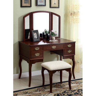 Madera Vanity Table with Matching Stool Finish: Cherry On Sale